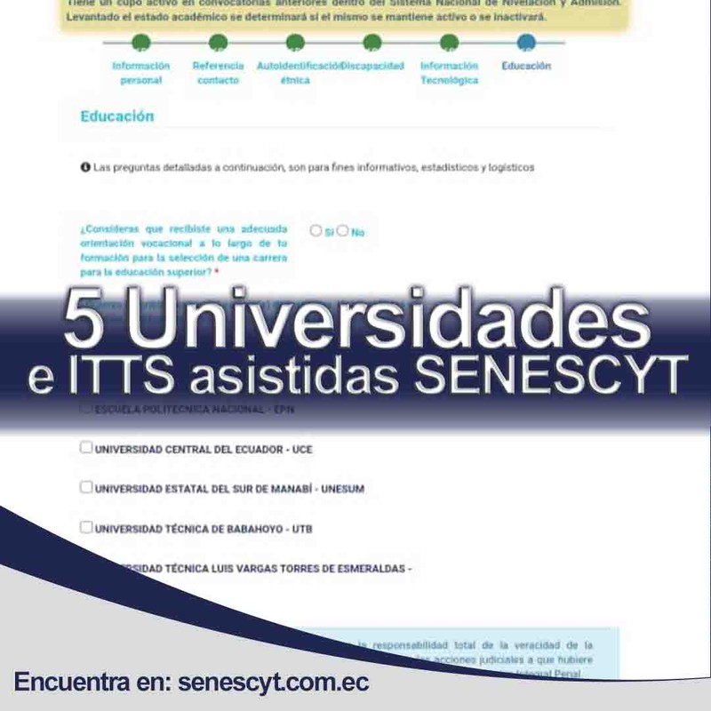 Inscripción Registro Nacional 2023: 5 Universidades e Institutos asistidos SENESCYT