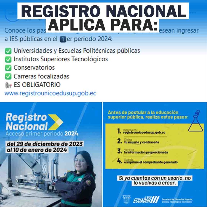 Registro Nacional 2024 Aplica para IES públicos y carreras focalizadas