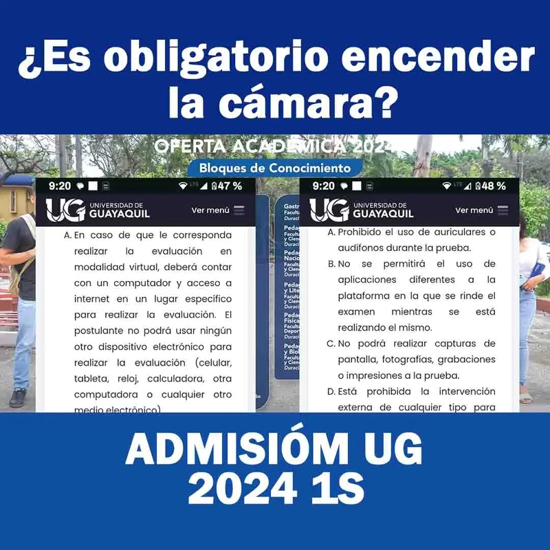 Prohibiciones para el examen 2024 UG: ¿Es obligatorio encender la cámara?