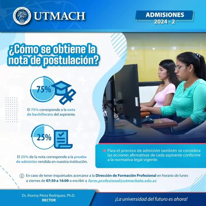 ¿Cómo se obtiene la nota de postulación UTMACH 2024?