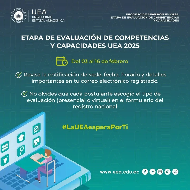 Fechas de Evaluaciones UEA - Universidad Estatal Amazónica 2025 (1S)