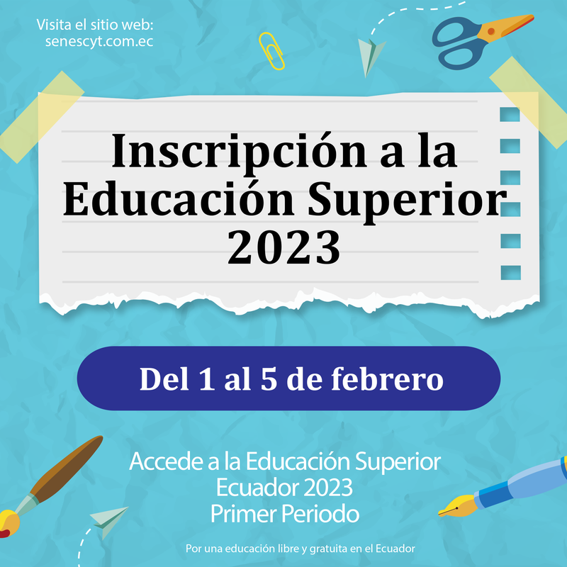 Inscripción a la Educación Superior Ecuador 2023