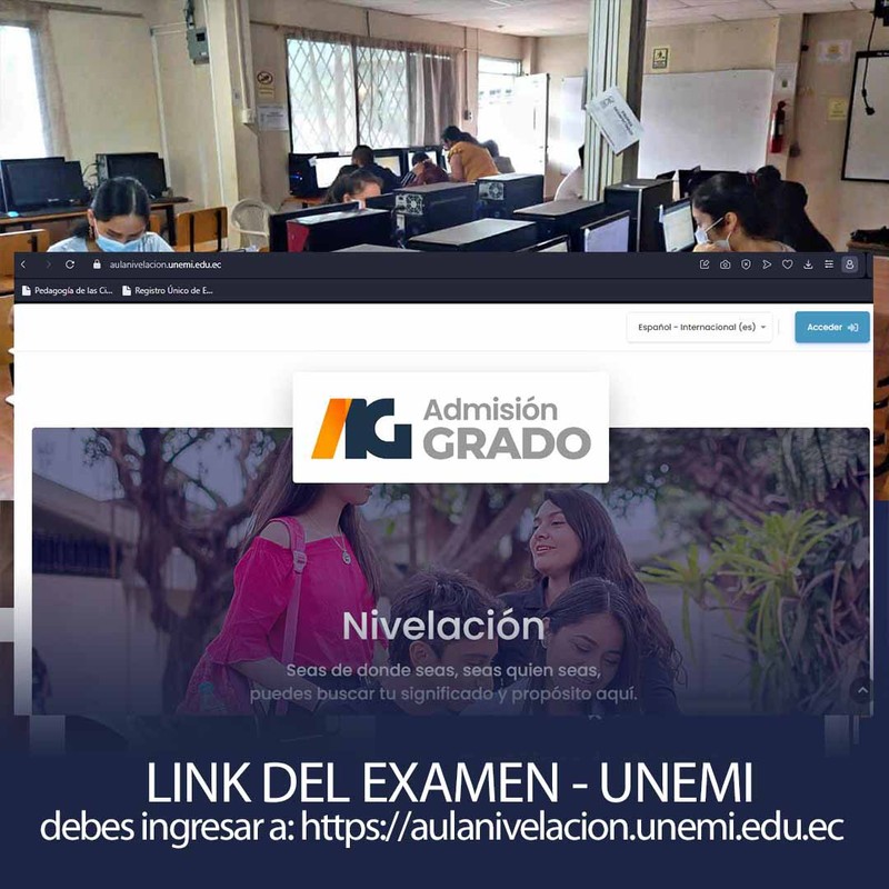 Link Examen UNEMI en aulanivelacion.unemi.edu.ec