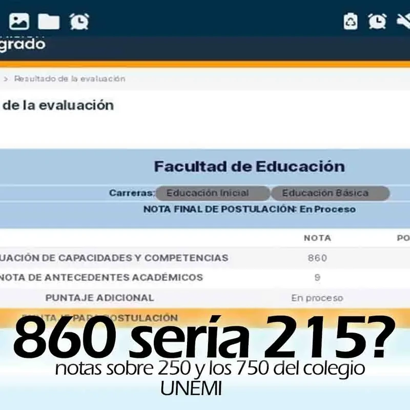 Razones detrás de un Puntaje Bajo en el Examen de la UNEMI: Nota sobre 250, Representando el 25% de la Nota de Postulación