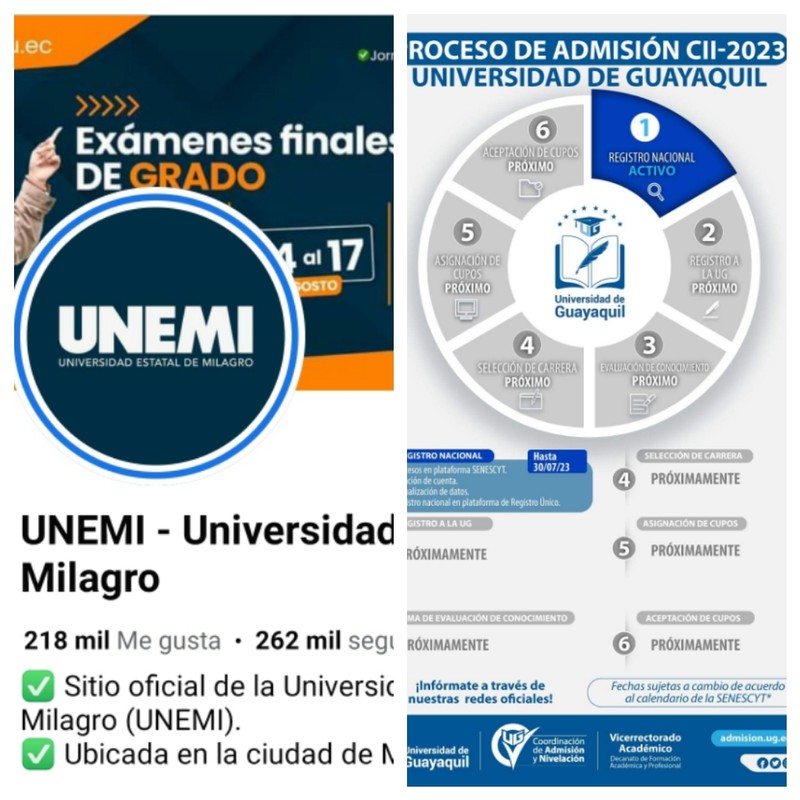 Aún no hay fechas establecidas para las inscripciones UG y UNEMI