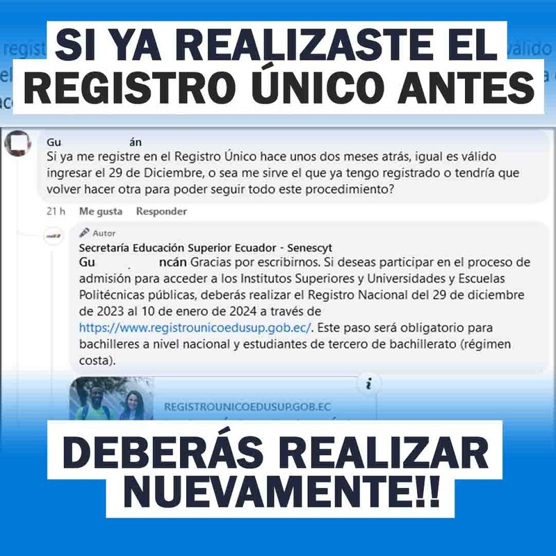 Si ya dispones de cuenta en el Registro Único, deberás realizar el Registro Nacional nuevamente!