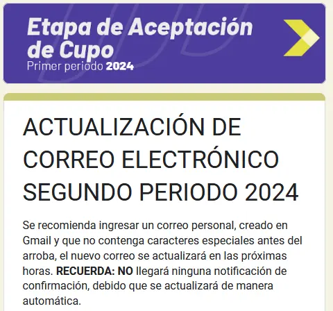 Link para actualizar el correo electrónico para Registro Nacional 2024 2s