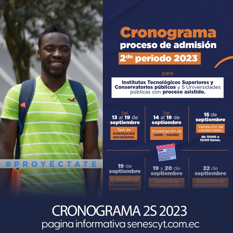 Cronograma del Proceso de Admisión para el Segundo Periodo 2023