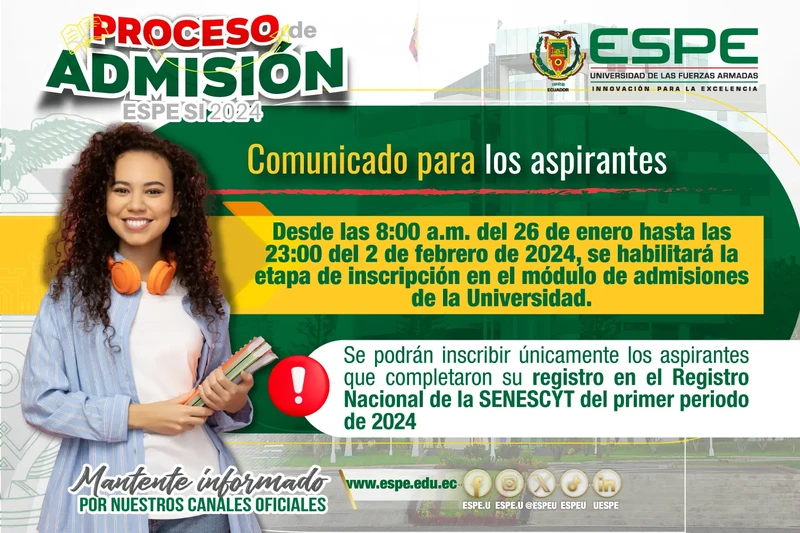 Inscripción para el Primer Semestre 2024 en la ESPE