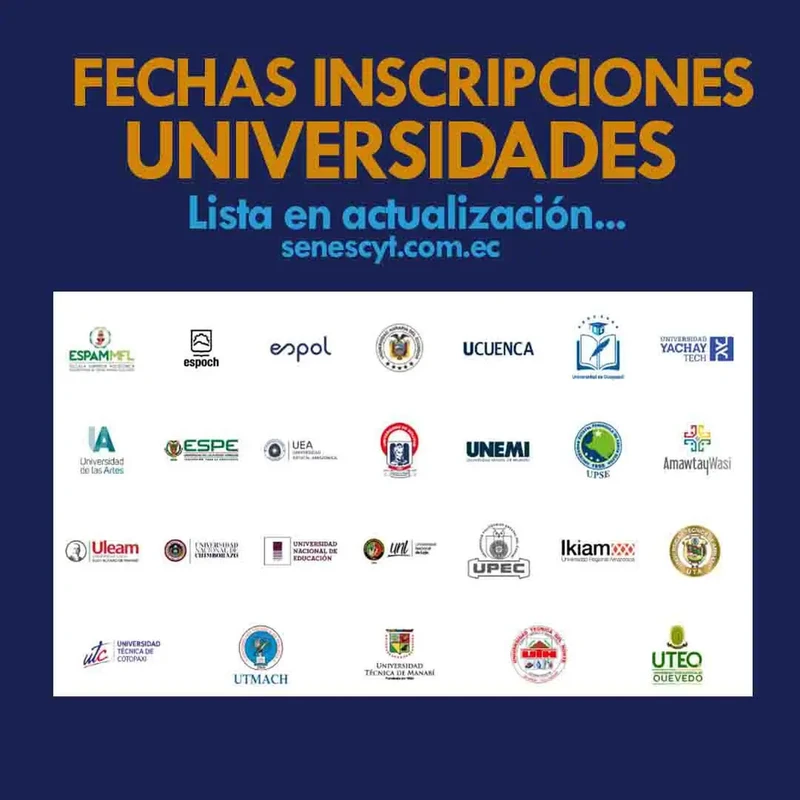 Fechas Confirmadas de Inscripción 2024 1S en Universidades y Escuelas Superiores