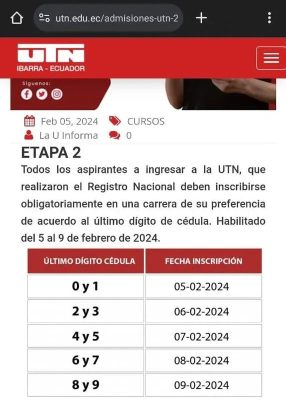 Inscripciones 1S 2024 - Universidad Técnica del Norte