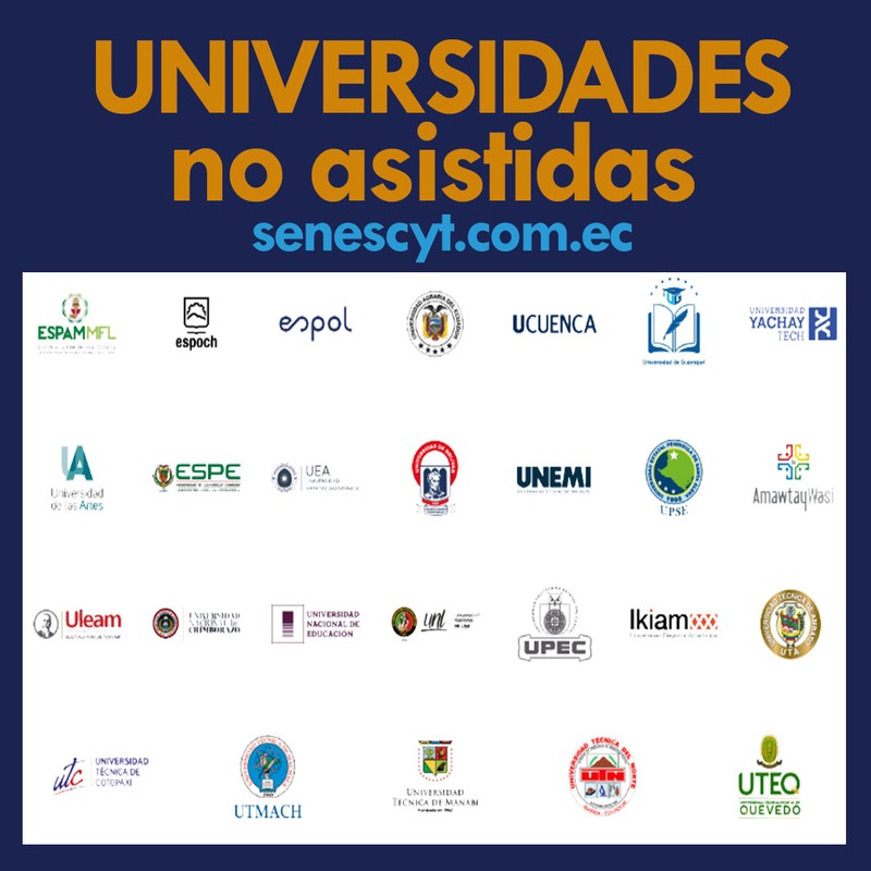 Universidades no asistidas por la Senescyt en Ecuador