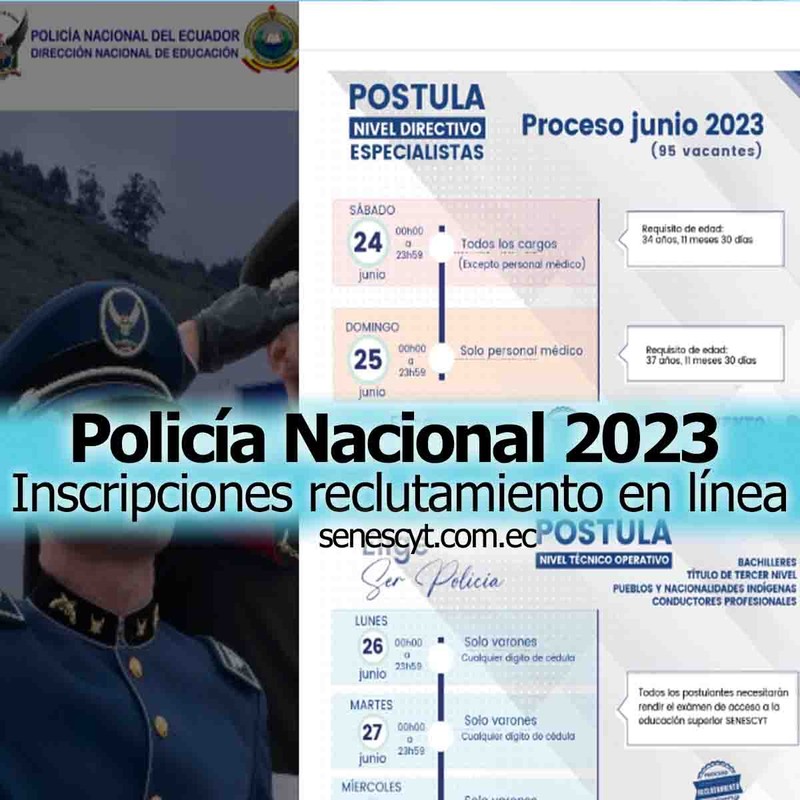 Inscripciones reclutamiento en línea Policía Nacional 2023