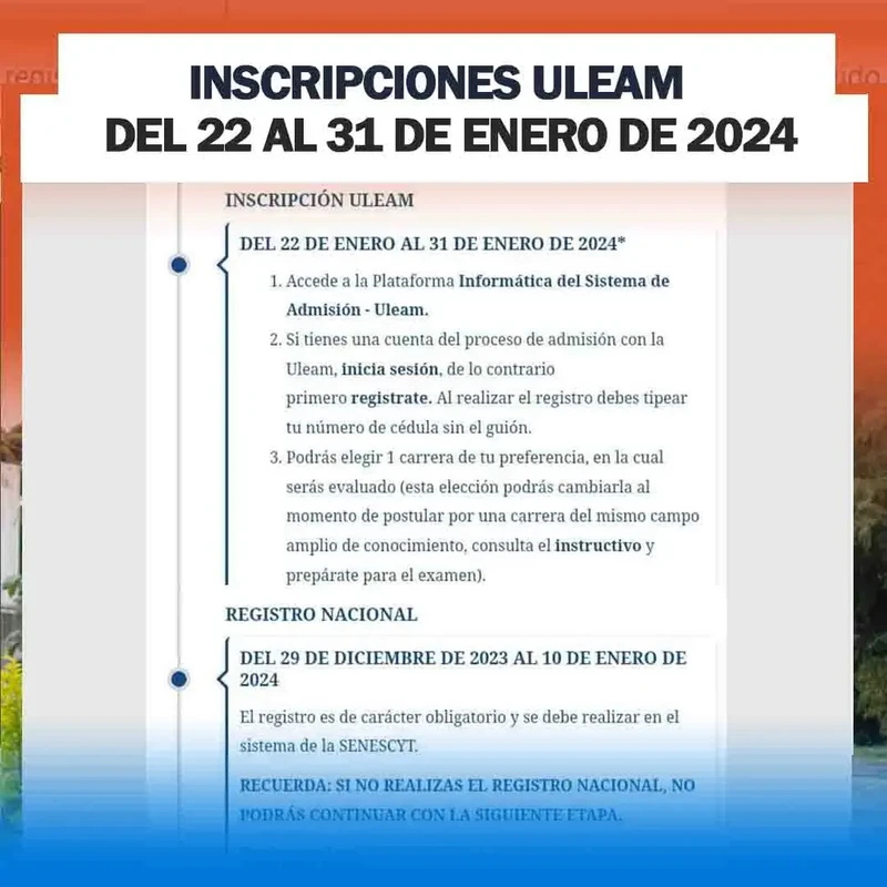 Inscripción ULEAM 2024 ¡Participa del 22 al 31 de enero!