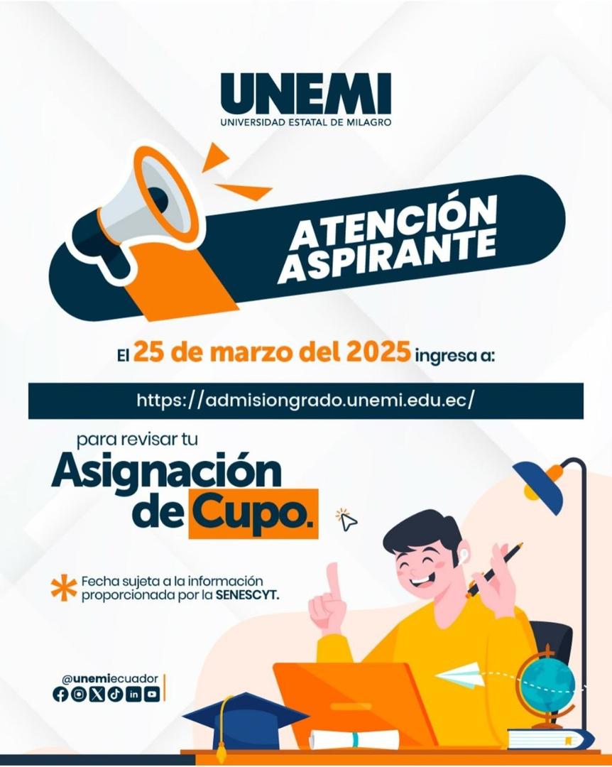 Asignación de Cupo UNEMI 2025 1S - Consulta los Resultados y Fechas Importantes