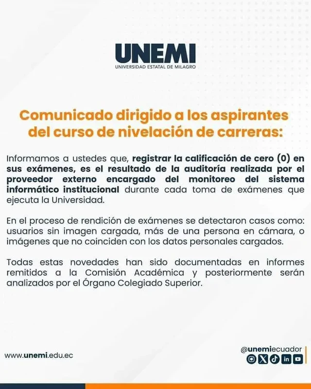 Calificación de Cero (0) UNEMI 2024 2S: Explicación